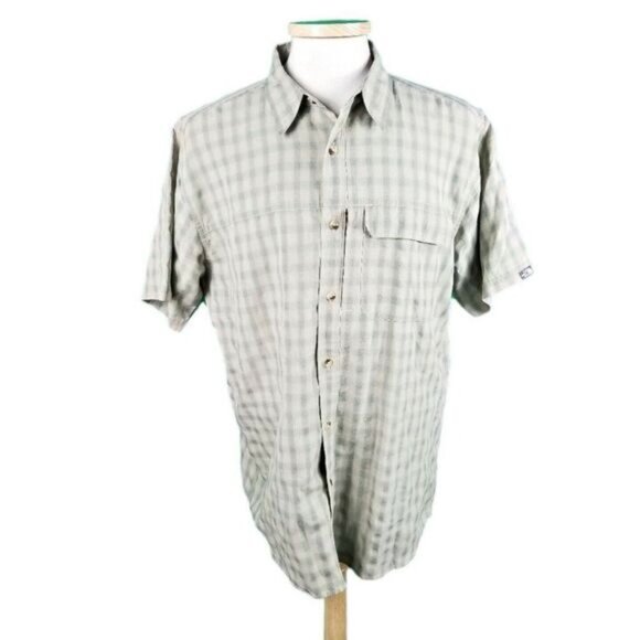The North Face XL Beige Plaid Hiking Short Sleeve Shirt Modal Blend - Picture 1 of 6